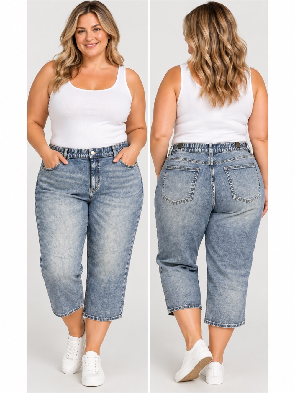 Flamingals Women’s 4XL Blue Wash Cropped Straight Leg Jeans NWT